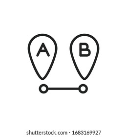 Simple route line icon. Stroke pictogram. Vector illustration isolated on a white background. Premium quality symbol. Vector sign for mobile app and web sites.