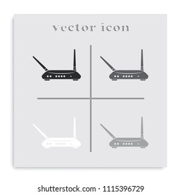 Simple router flat black and white vector icon.