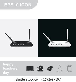 Simple router flat black and white vector icon.
