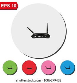 Simple router flat round colorful vector icon.