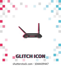 Simple router  glitch effect vector icon.