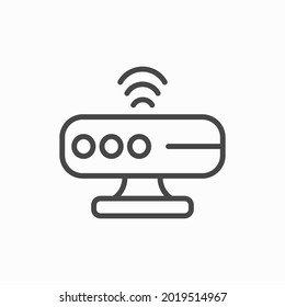 Simple router icon. Line style for web template and app. Broadband, modem, wireless, vector illustration design on white background. EPS 10