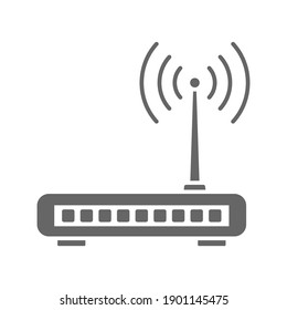 Simple router icon. Solid style for web template and app. Broadband, modem, woreless, vector illustration design on white background. EPS 10 