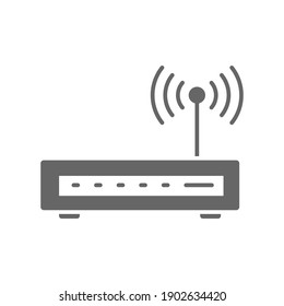 Simple router icon. Solid style for web template and app. Broadband, modem, woreless, vector illustration design on white background. EPS 10 