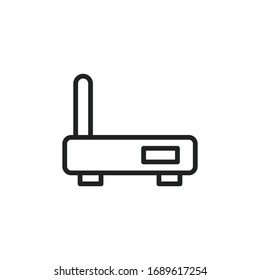 Icono de línea de encaminador simple. Pictograma de trazo. Ilustración vectorial aislada en un fondo blanco. Símbolo de calidad superior. Signo de vector para aplicaciones móviles y sitios web.