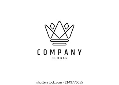 simple royal crown logo with linear design concept