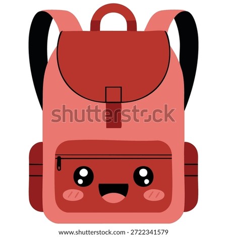 Simple rucksack backpack kawaii isolated vector illustration on white background