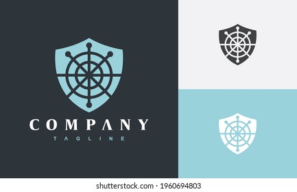 simple rudder ship shield logo	