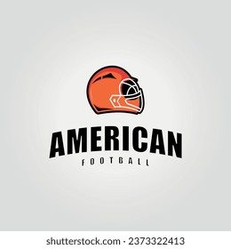 Simple rugby ball game helmet logo, american football vector design illustration