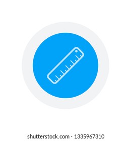 simple ruler icon. Icon in colored circle with gray bold border. Web button, modern flat design