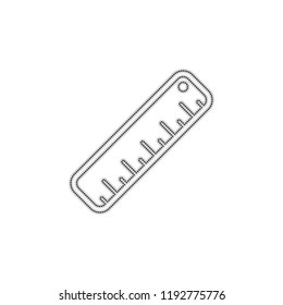 simple ruler icon. Dotted outline silhouette with shadow on white background