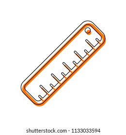 simple ruler icon. Isolated icon consisting of black thin contour and orange moved filling on different layers. White background