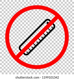 simple ruler icon. Not allowed, black object in red warning sign with transparent background