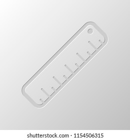 simple ruler icon. Paper design. Cutted symbol. Pitted style