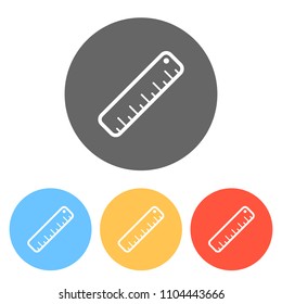 simple ruler icon. Set of white icons on colored circles