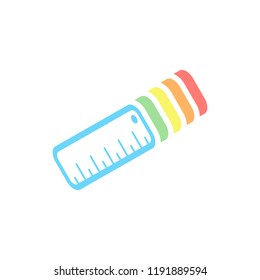 simple ruler icon. Stack of colorful isometric icons on white background