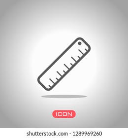 simple ruler icon. Icon under spotlight. Gray background