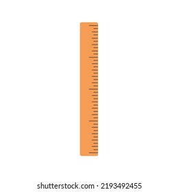 Simple ruler illustration. School supply flat design. Office element - stationery and art school supply. Back to school. Wooden ruler icon - tool to measure length.