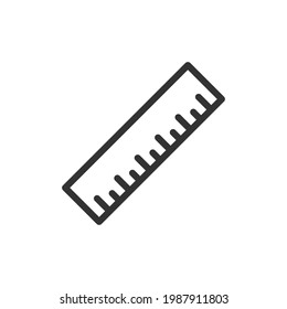 Simple ruler line icon. Premium symbol in stroke style. Design of ruler icon. Vector illustration.