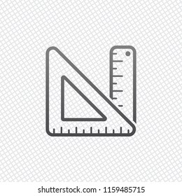 simple ruler and triangle. On grid background