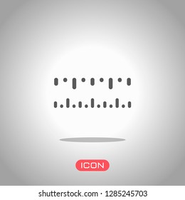 Simple ruler, work tool for measurement, linear icon. Icon under spotlight. Gray background