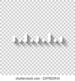 Simple ruler, work tool for measurement, linear icon. White icon with shadow on transparent background