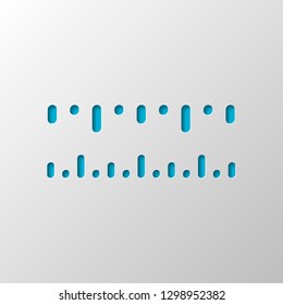 Simple ruler, work tool for measurement, linear icon. Paper design. Cutted symbol with shadow