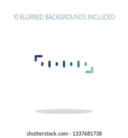 Simple ruler, work tool for measurement, linear icon. Colorful logo concept with simple shadow on white. 10 different blurred backgrounds included