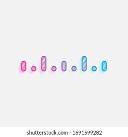 Simple ruler, work tool for measurement, linear icon. Colored logo with diagonal lines and blue-red gradient. Neon graphic, light effect