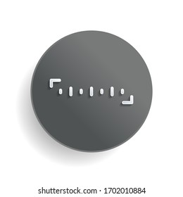 Simple ruler, work tool for measurement, linear icon. White paper symbol on gray round button or badge with shadow
