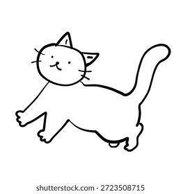 Simple Running Cat Line Art Illustration