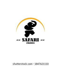 simple running elephant design logo
