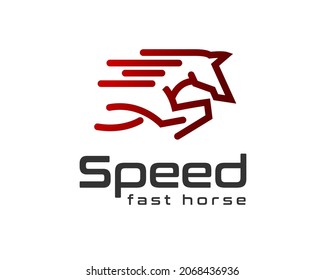 simple running horse line art logo template illustration