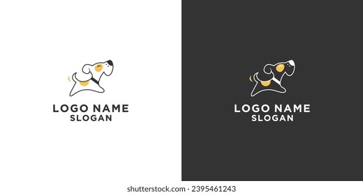 simple running little dog vector logo