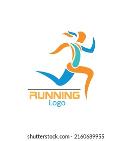 Simple running logo design vector templates, woman running logo