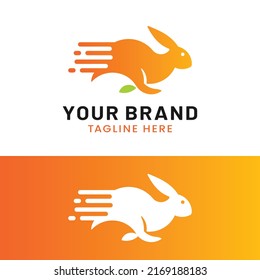 Simple Running Rabbit Dash Logo Design Template. Suitable for Rabbit Pet Shop Delivery Sport Business Brand Company Etc.