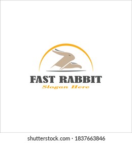 simple running rabbit design logo