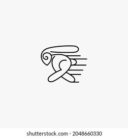 simple running rabbit logo. vector illustration for mascot logo or icon