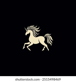 simple running unicorn horse myth animal logo vector illustration template design