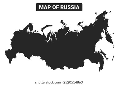 Simple Russia Black map flat vector illustration