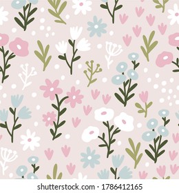 Simple rustic floral seamless pattern.