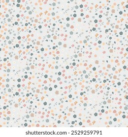 Simples padrão rústico flores abstratas. Flores pequenas. Impressão de Ditsy. Fundo floral sem emenda. Estampas de moda