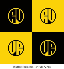 Conjunto simple del logotipo del círculo de las letras de RV y VR, conveniente para los negocios con las iniciales de RV y VR