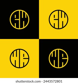 Simple RW and WR Letters Circle Logo Set, suitable for business with RW and WR initials