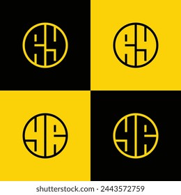 Simple RY and YR Letters Circle Logo Set, suitable for business with RY and YR initials