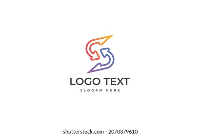 Simple S + Arrow Logo template, S Letter Logo Design Vector Illustration 