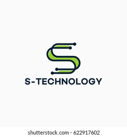 simple S initial technology logo designs template