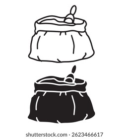 simple sack of coffee icon. minimalist vector format. logos, stickers, merchandise, and user interface elements