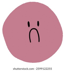 simple sad emotion doodle pink round vector
