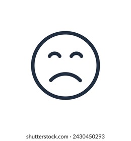 Einfache traurige Gesicht Emoticon Illustration. Bedauern Enttäuschung Melancholie Client Ausdruck Symbol